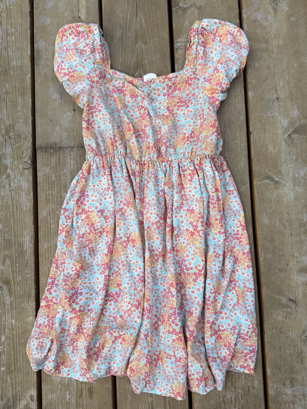 Roxy Girls Floral Flutter-Sleeve Dress in Pink, Yellow & Cream Size 7/8